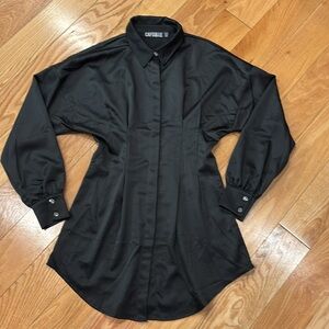 Capsulle Black satin fitted shirt Mini dress/tunic